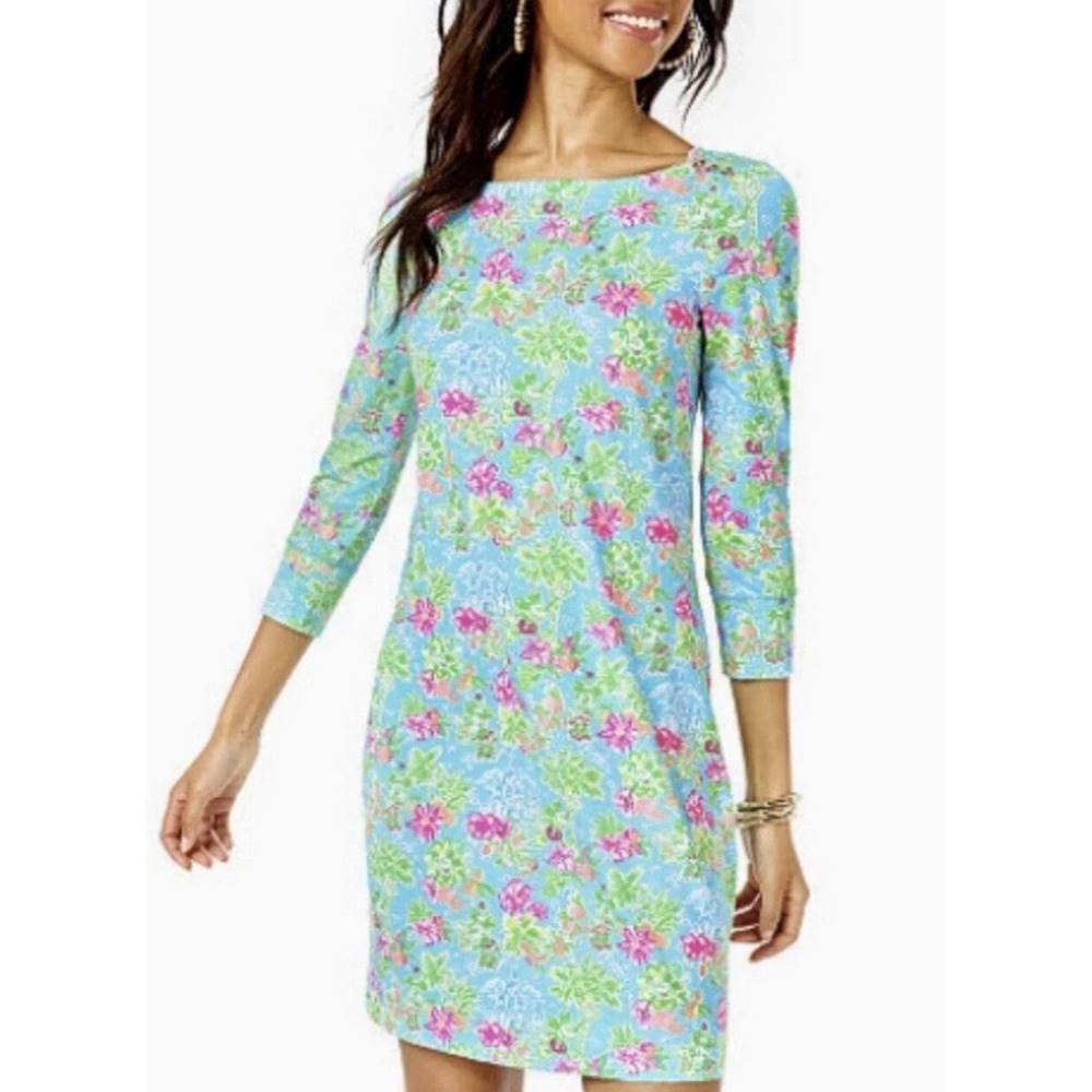 Lilly Pulitzer Disney Parks Sophie Dress Blue Floral Mickey Minnie Castle Large